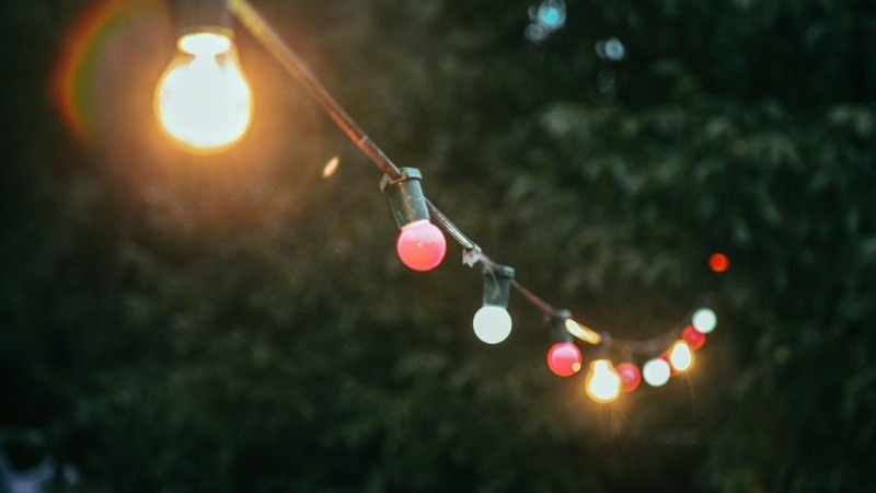 Twinkling String Lights in Winter Night