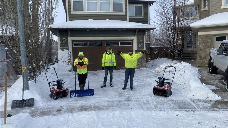 Green Drop team during snow removal service