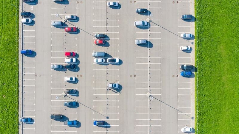 Bird view parking lot vegetation management