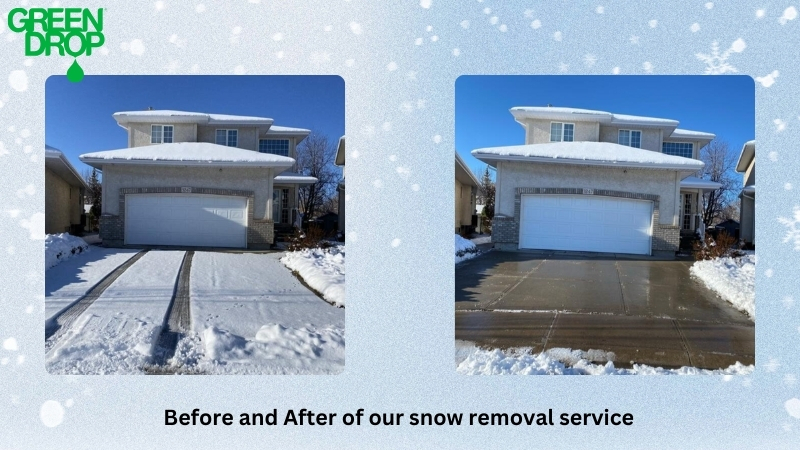 Green Drop snow removal service before and after photos